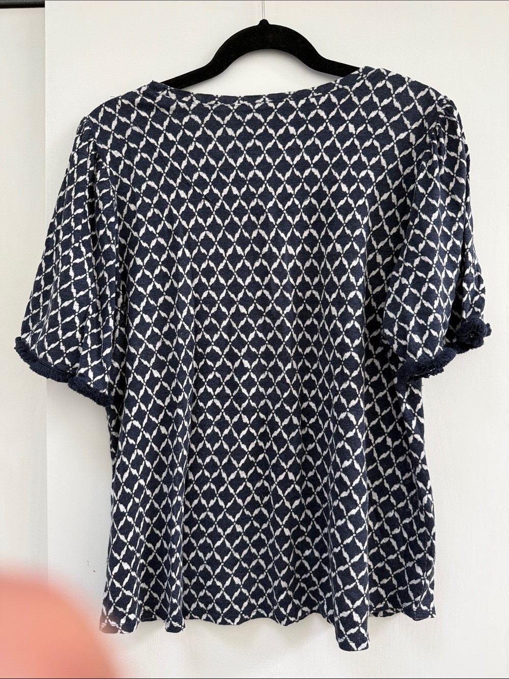 Chico's Navy and White Diamond-Print Short Sleeve Tee - Picture 2 of 4